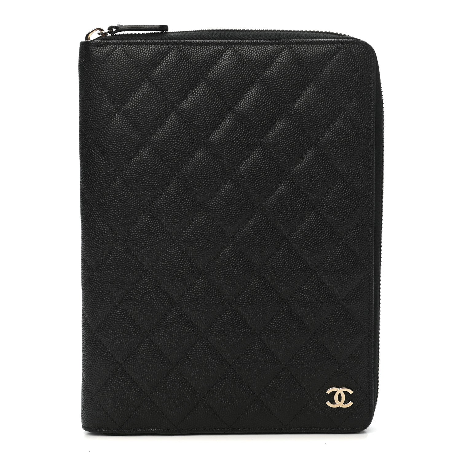 Chanel Caviar Quilted Zip Around Notebook Agenda Cover Black 1 of 7