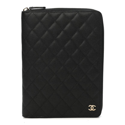Chanel Caviar Quilted Zip Around Notebook Agenda Cover Black 1 of 7