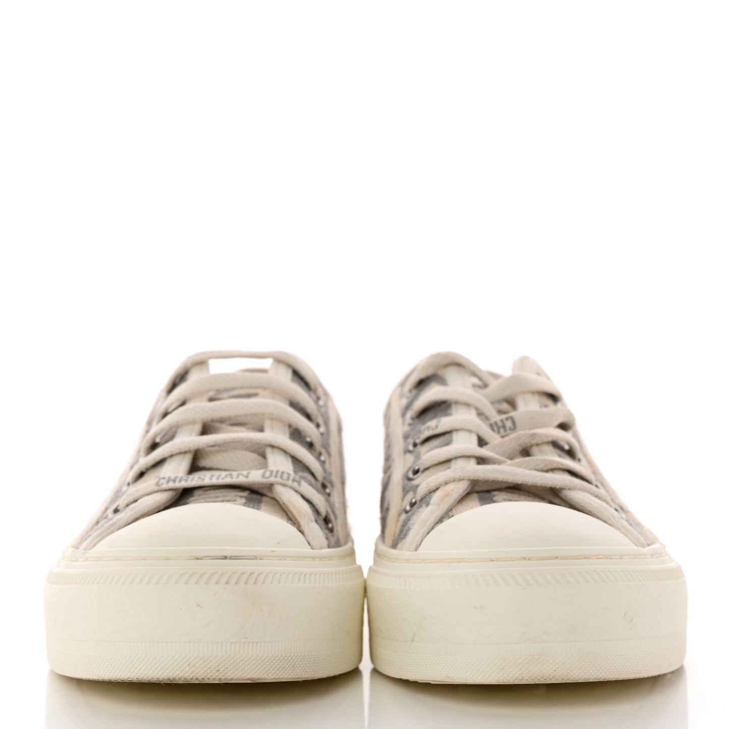 Canvas Oblique Walk'N'Dior Low Top Sneakers 35.5 Stone Grey