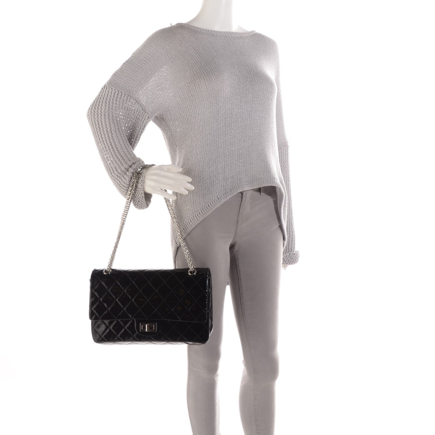 Chanel Distressed Patent Quilted 2.55 Reissue 227 Flap Black 2 of 10