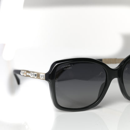 Chanel Crystal Baguette Polarized Square Sunglasses 5308-B Black 6 of 8