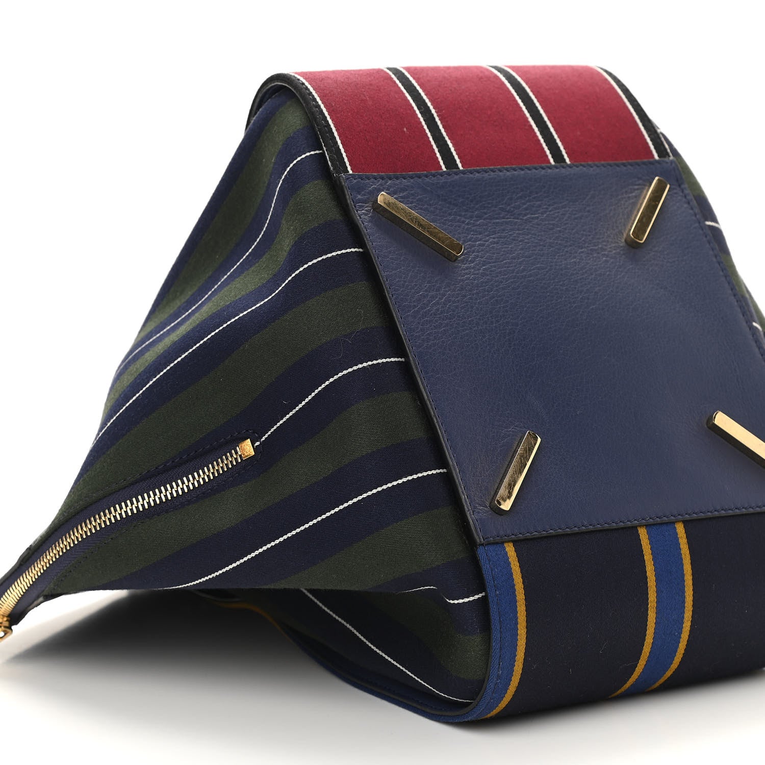 Loewe Canvas Calfskin Stripes Hammock Shoulder Bag Blue Red 11 of 12