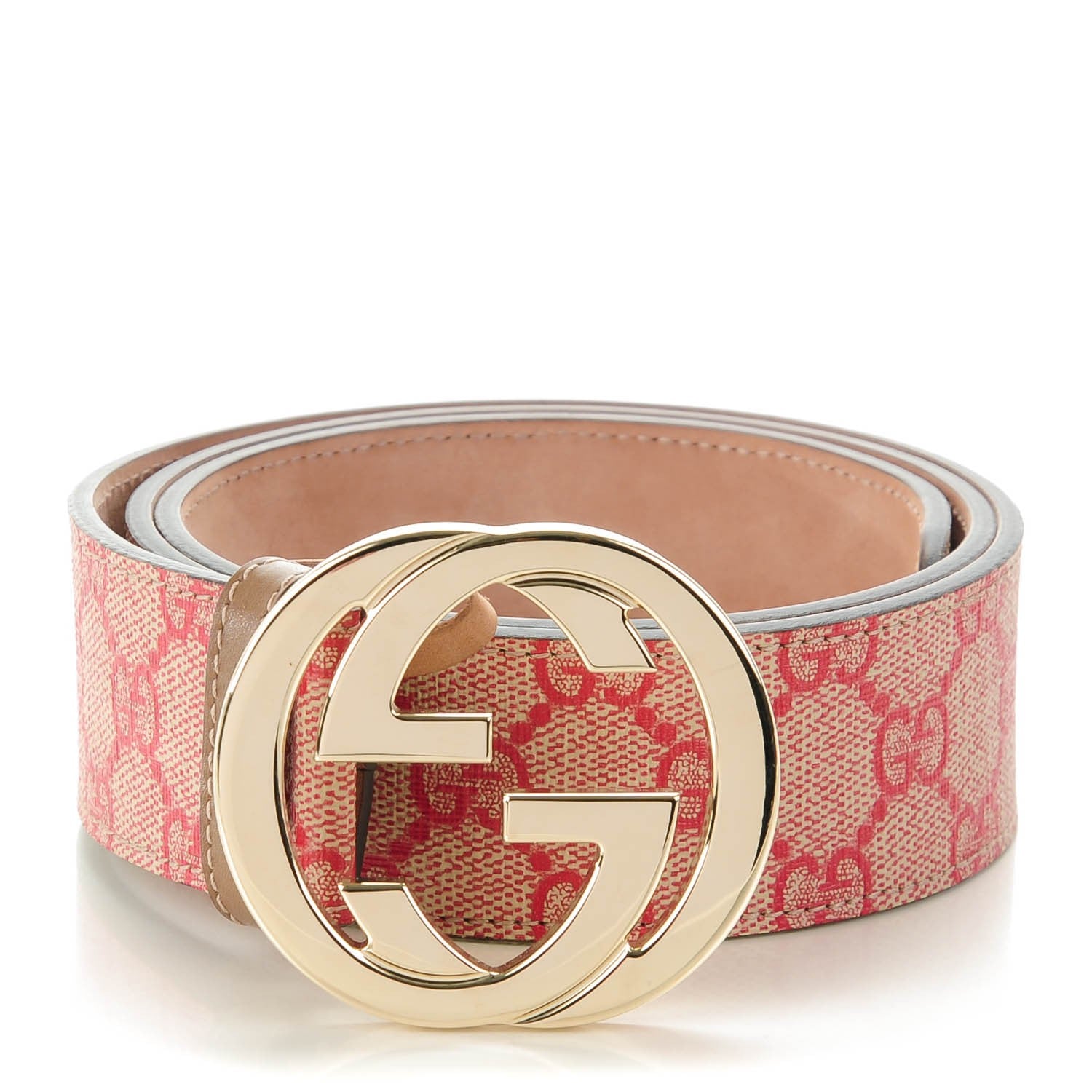 Gucci GG Plus Monogram Interlocking G Belt 85 34 Red 1 of 6