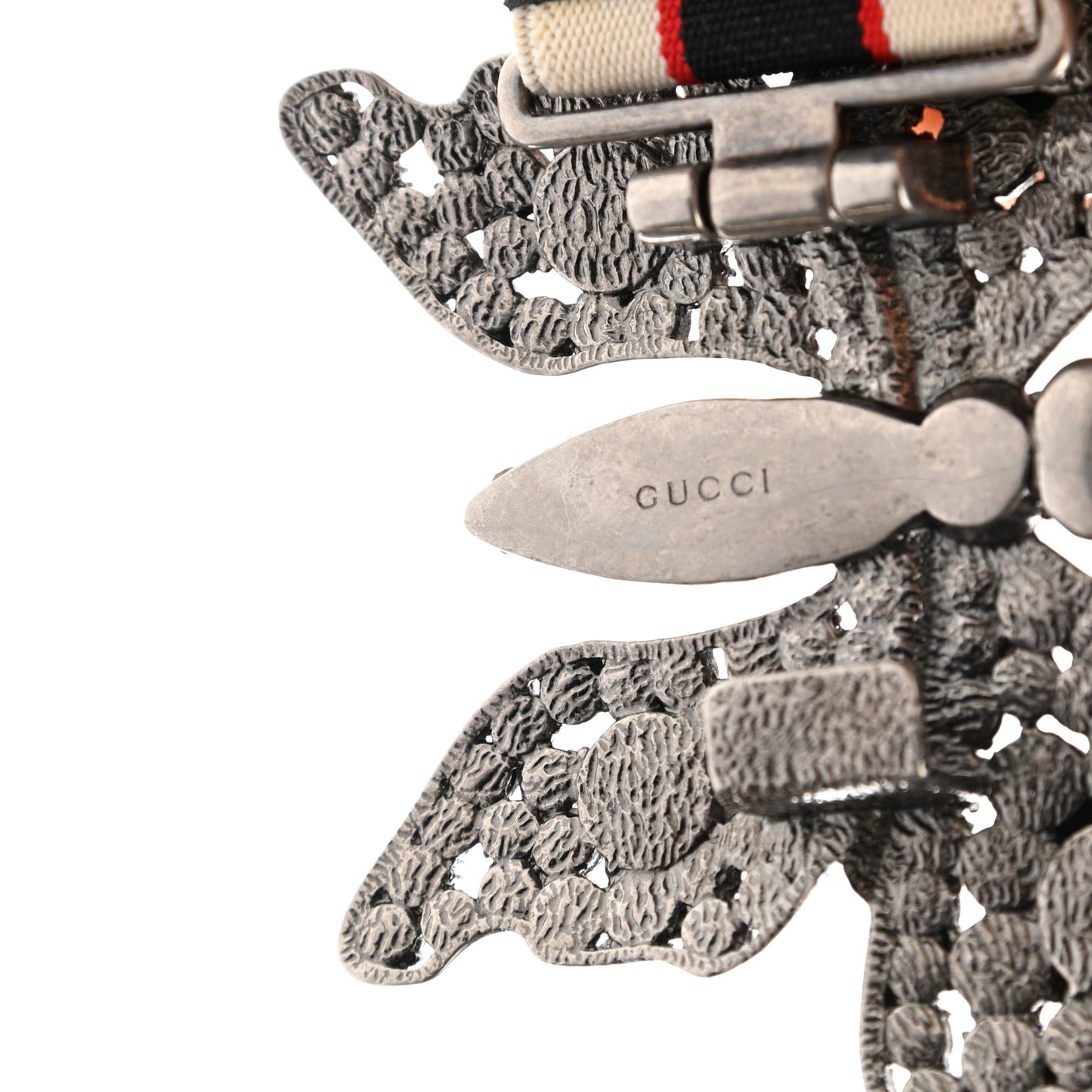 Jacquard Crystal Stripe Butterfly Belt 100 40 White