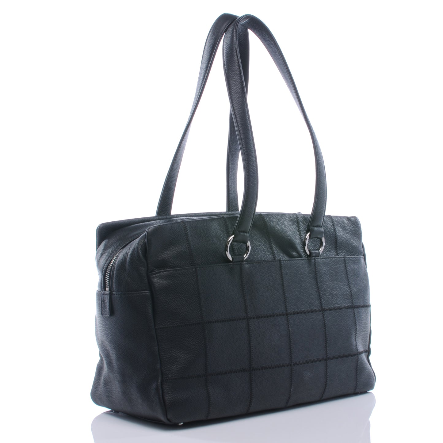 Caviar Square Stitched Large Tote Black