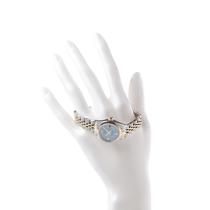 Rolex Stainless Steel 18K Yellow Gold Diamond Turquoise 26mm Oyster Perpetual Datejust Watch 69173 2 of 6