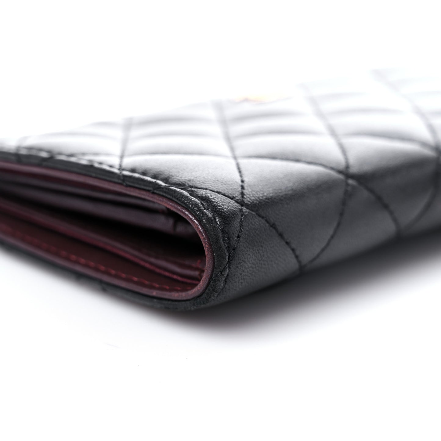 Lambskin Quilted Yen Wallet Black