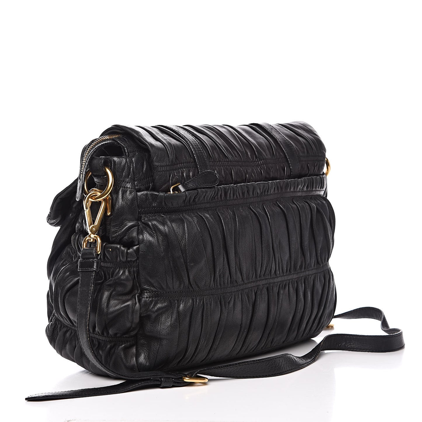 Nappa Gaufre Messenger Tote Black