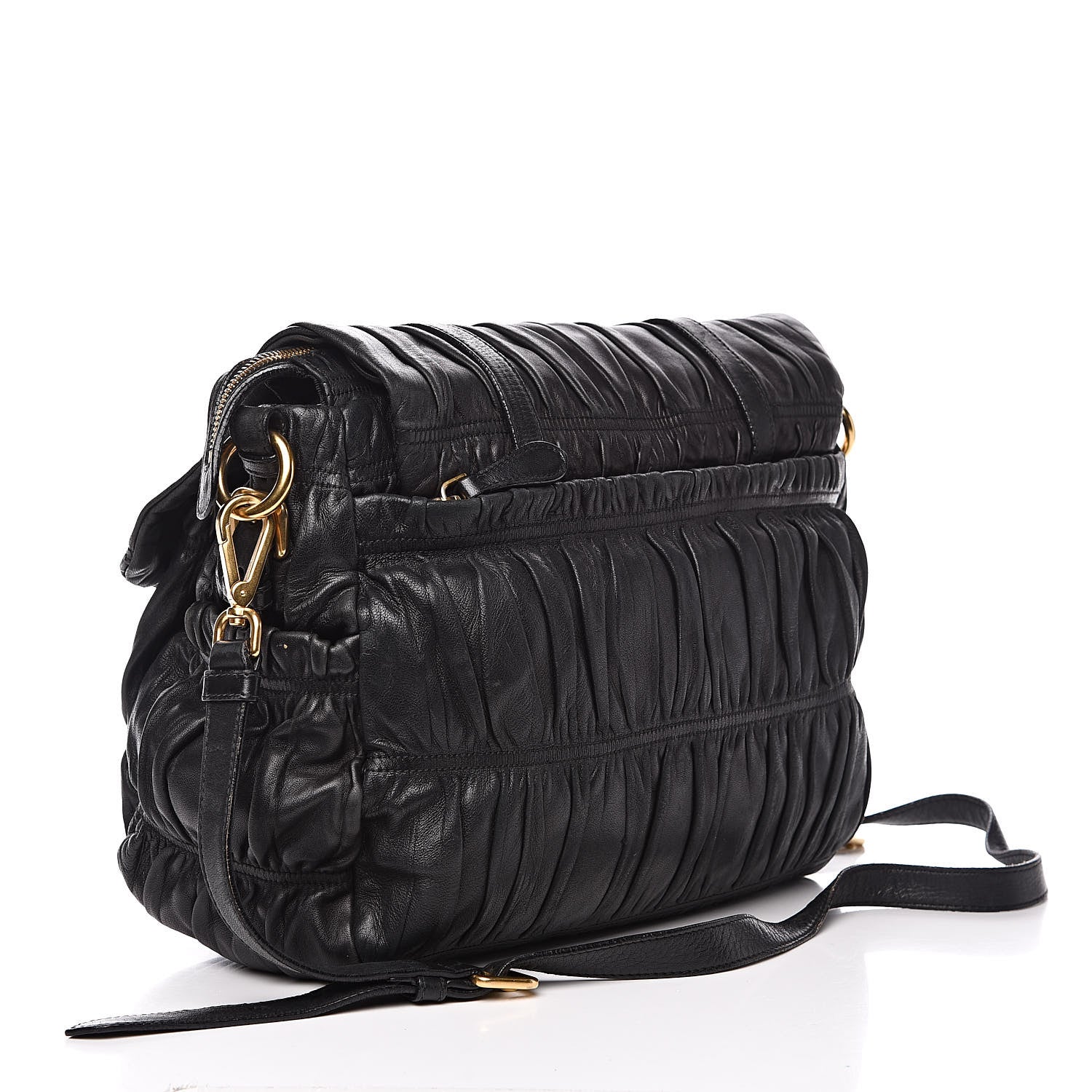 Prada Nappa Gaufre Messenger Tote Black 3 of 15