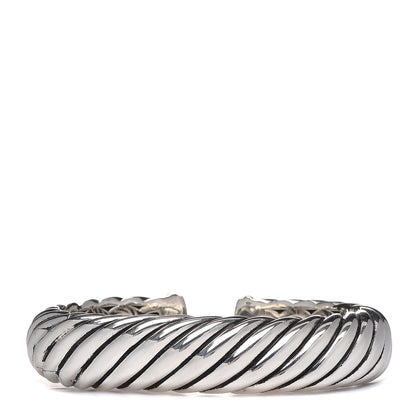 David Yurman Sterling Silver 18K Yellow Gold 15mm Sculpted Cable Cuff Bracelet 3 of 5