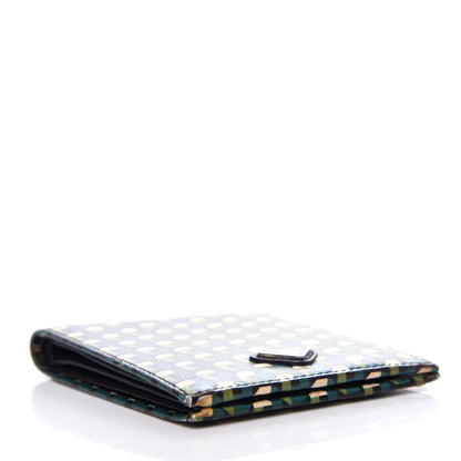 Prada Saffiano Geometric Print Bi-Fold Wallet Smeraldo Dis 4 of 9