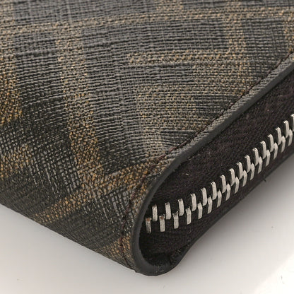 Fendi Glazed Fabric Vitello King FF 1974 Diagonal Zip Around Wallet Tobacco Moro Cuoio 8 of 8