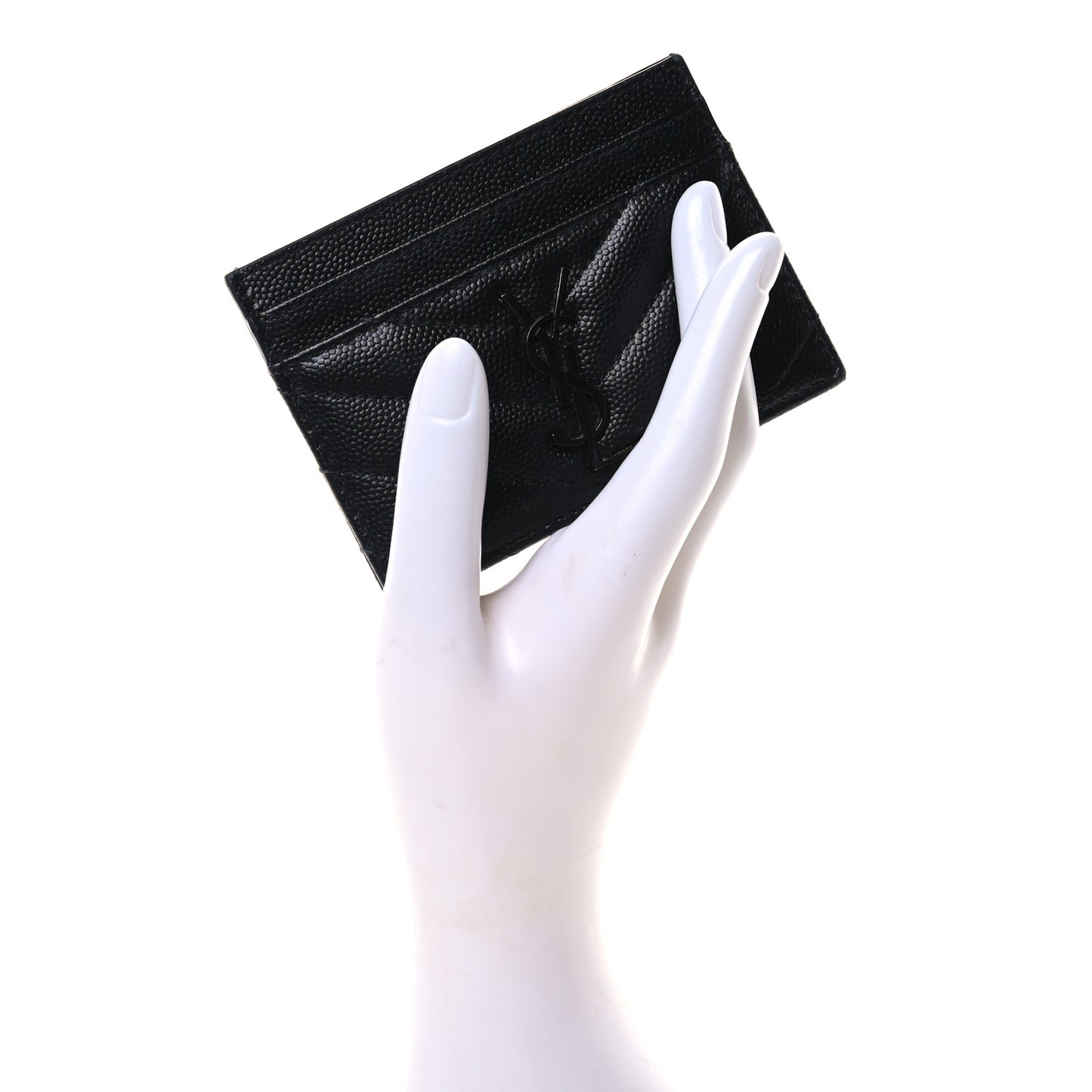 Grain De Poudre Matelasse Chevron Monochrome Monogram Credit Card Case Black