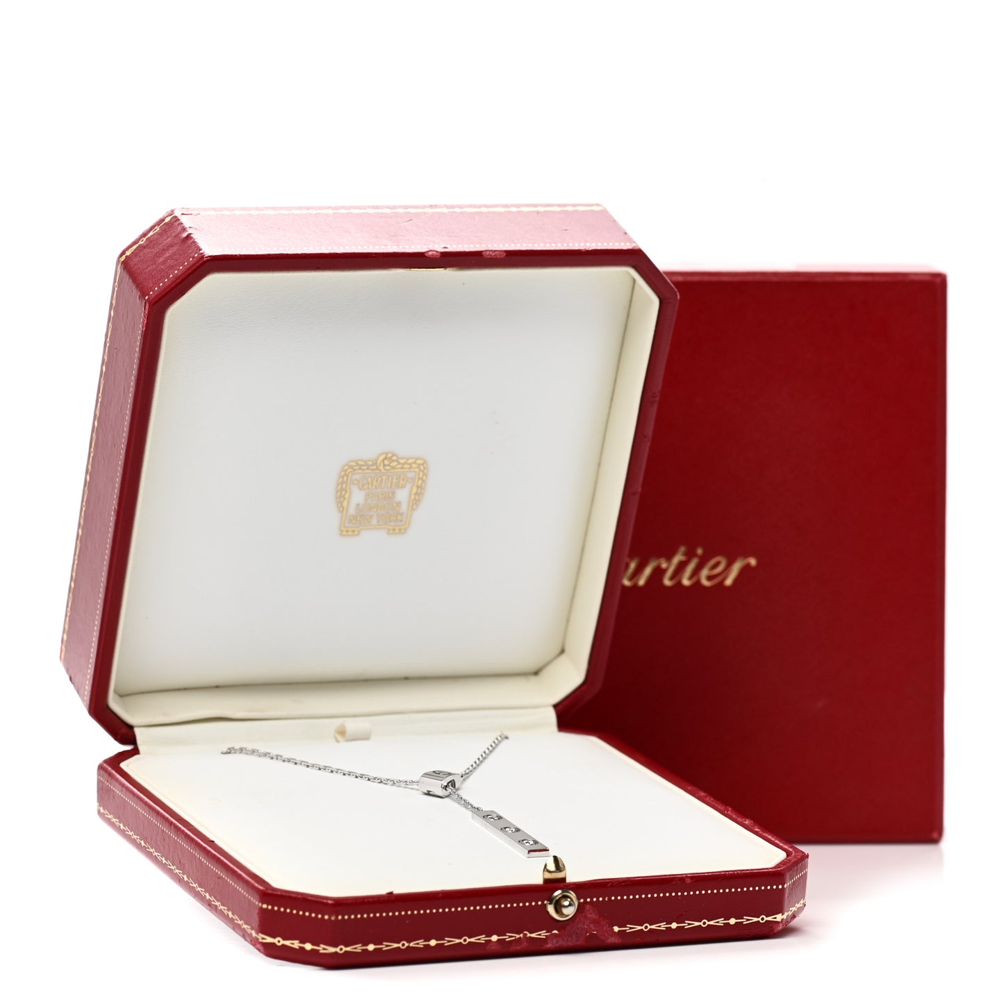 18K White Gold Diamond LOVE Lariat Necklace