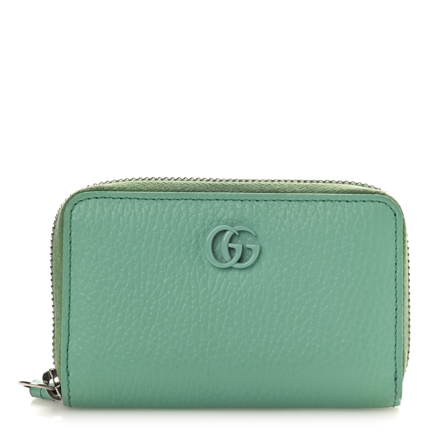 Gucci Dollar Calfskin Enamel Monochrome GG Marmont Zip Around Card Holder Pepperlight Mint 1 of 8