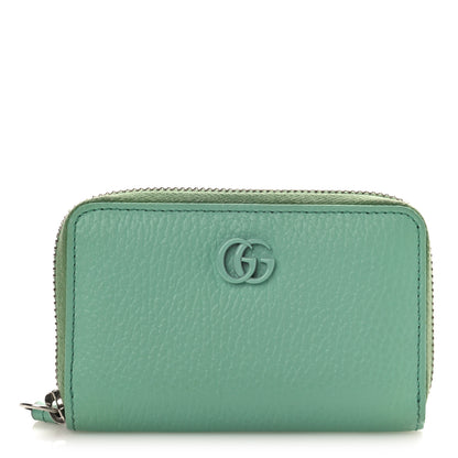 Gucci Dollar Calfskin Enamel Monochrome GG Marmont Zip Around Card Holder Pepperlight Mint 1 of 8