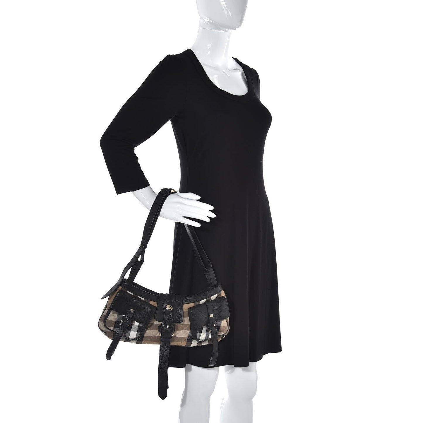 House Check Quilted Shoulder Bag Black