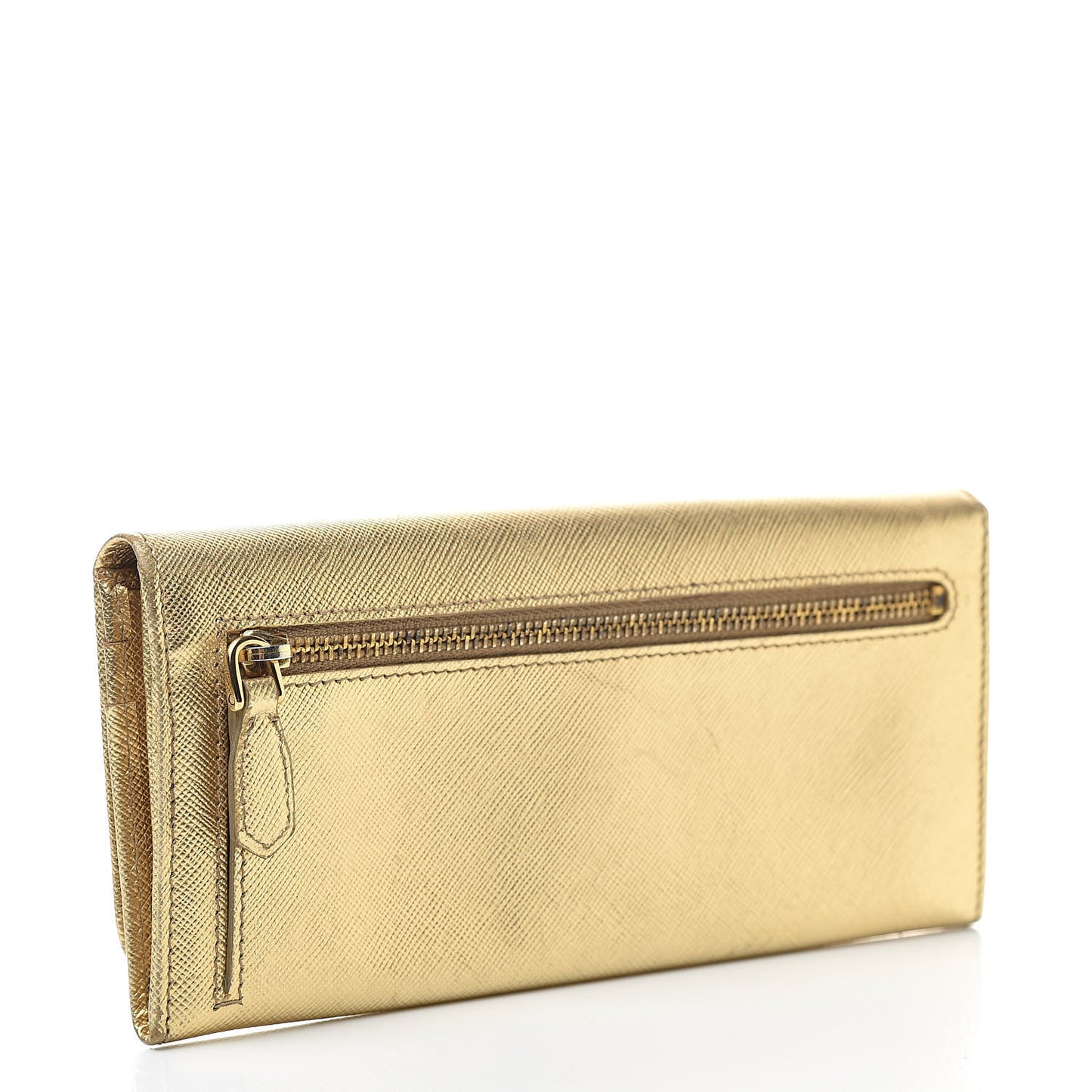 Metallic Saffiano Metal Continental Flap Wallet Platino