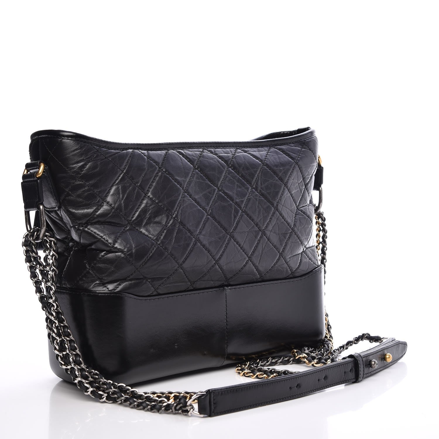 Chanel Aged Calfskin Quilted Medium Gabrielle Hobo Black 3 of 8
