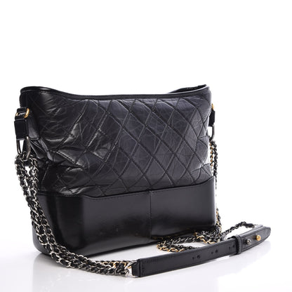 Chanel Aged Calfskin Quilted Medium Gabrielle Hobo Black 3 of 8