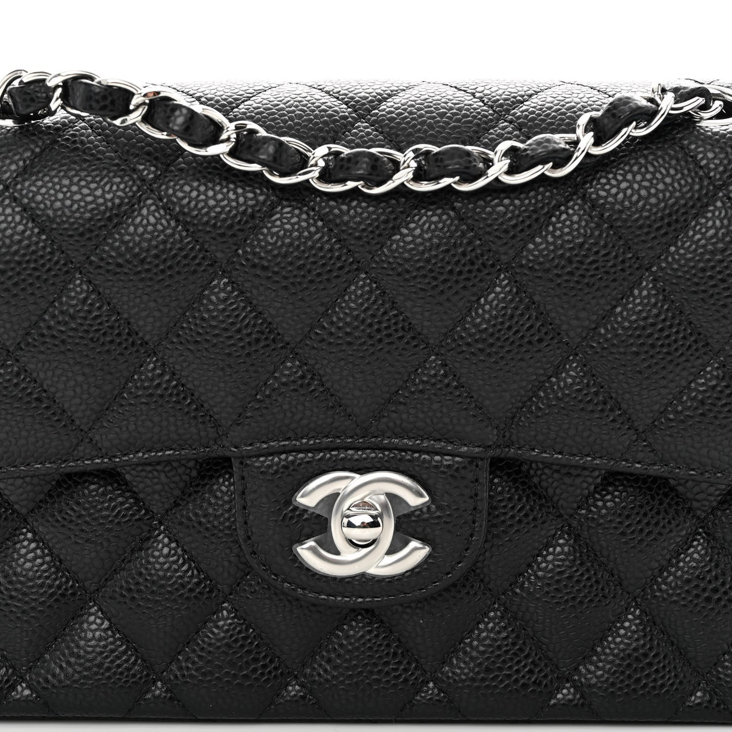 Caviar Quilted Small Double Flap Black