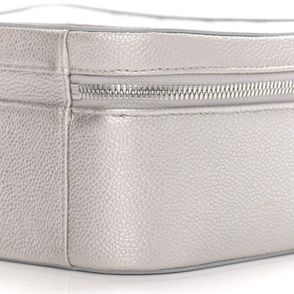 Chanel Metallic Caviar Quilted Large CC Filigree Vanity Case Silver 16 of 23