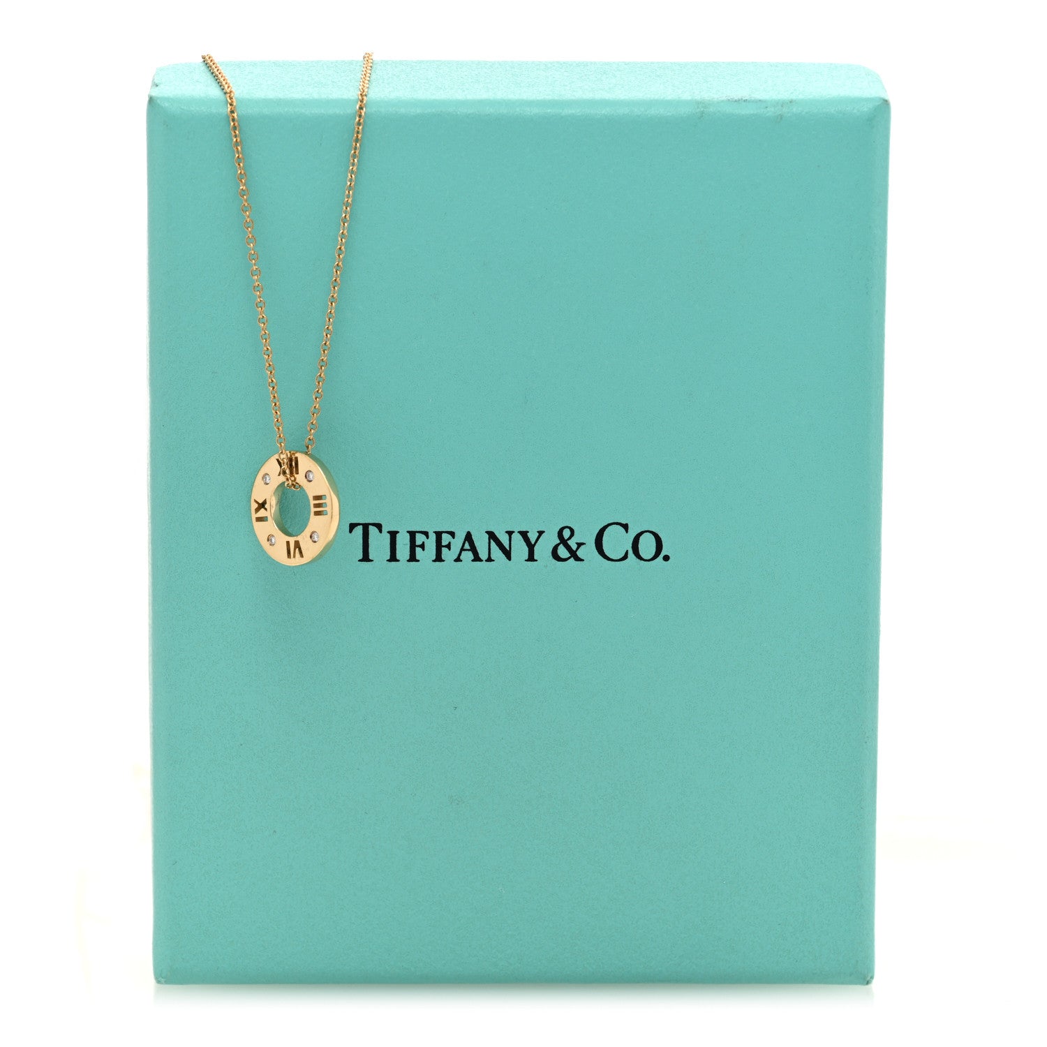 Tiffany 18K Yellow Gold Diamond Atlas Pierced Pendant Necklace 6 of 6