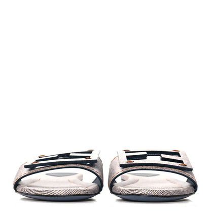 Fendi Vitello Pelle Stampa Denim Baguette Flat Slide Sandals 36 Azzurro 3 of 8