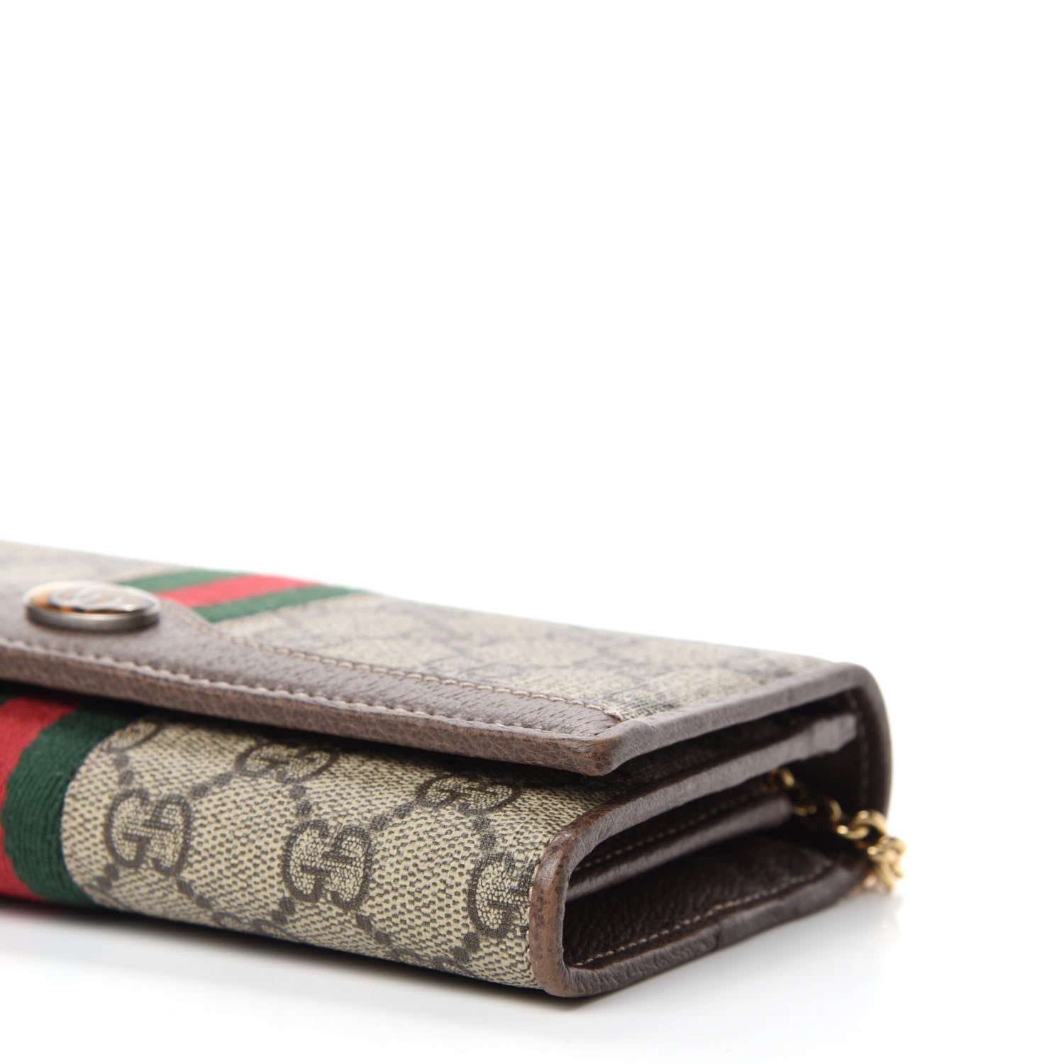 Gucci GG Supreme Monogram Web Ophidia Wallet On Chain Brown 7 of 12