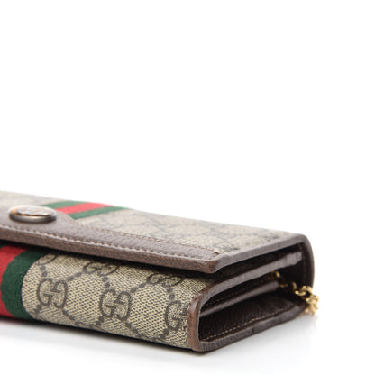 Gucci GG Supreme Monogram Web Ophidia Wallet On Chain Brown 7 of 12