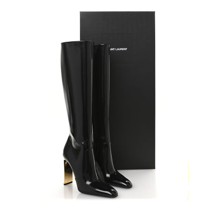 Saint Laurent Vitello Marilyn Auteuil 105 Knee High Zip Boots 38 Black 9 of 9