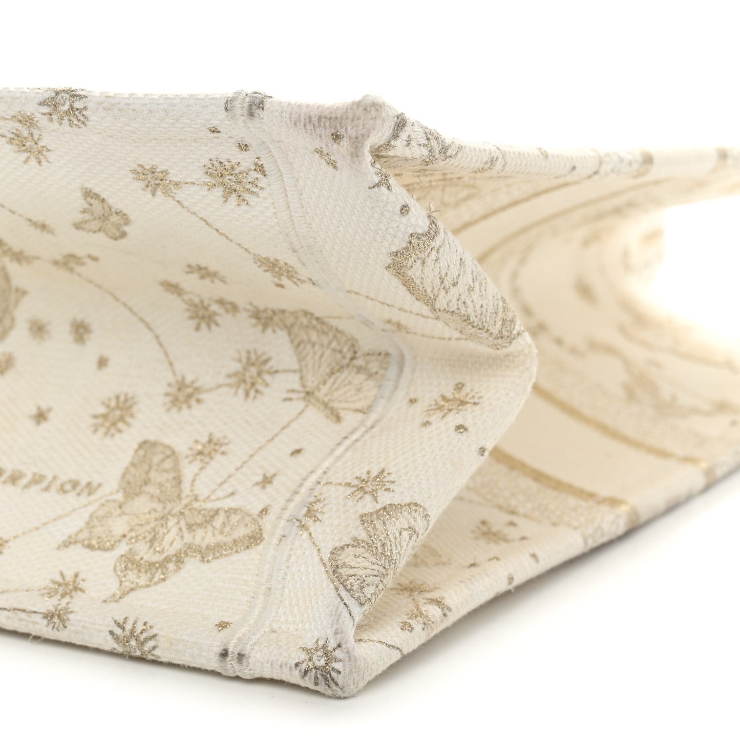 Canvas Embroidered Medium Butterfly Zodiac Book Tote Gold