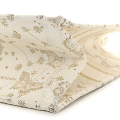 Christian Dior Canvas Embroidered Medium Butterfly Zodiac Book Tote Gold 10 of 13