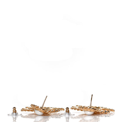 Chanel Metal Pearl CC Chain Drop Earrings Gold 3 of 6