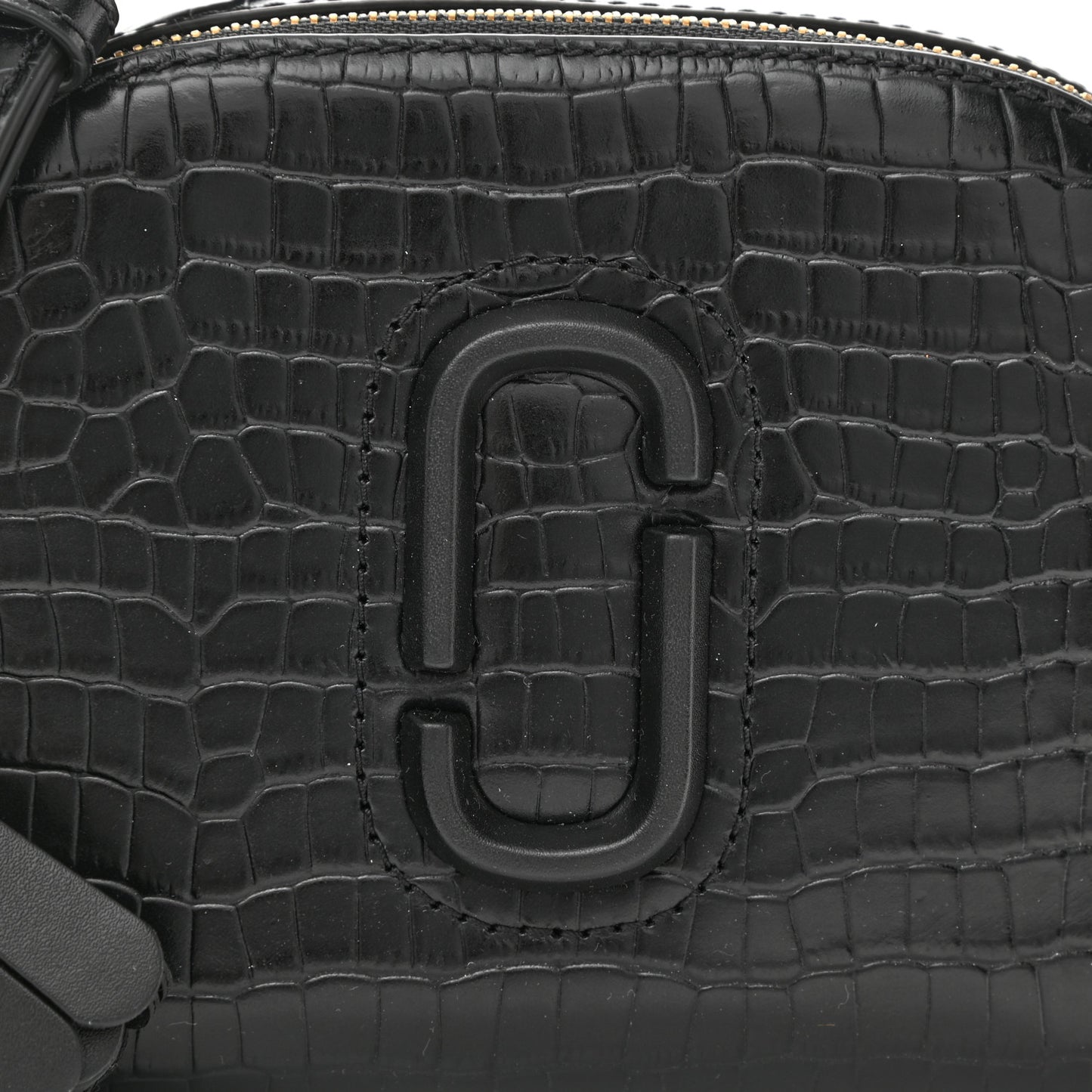 Calfskin Crocodile Embossed Shutter Camera Crossbody Bag Black