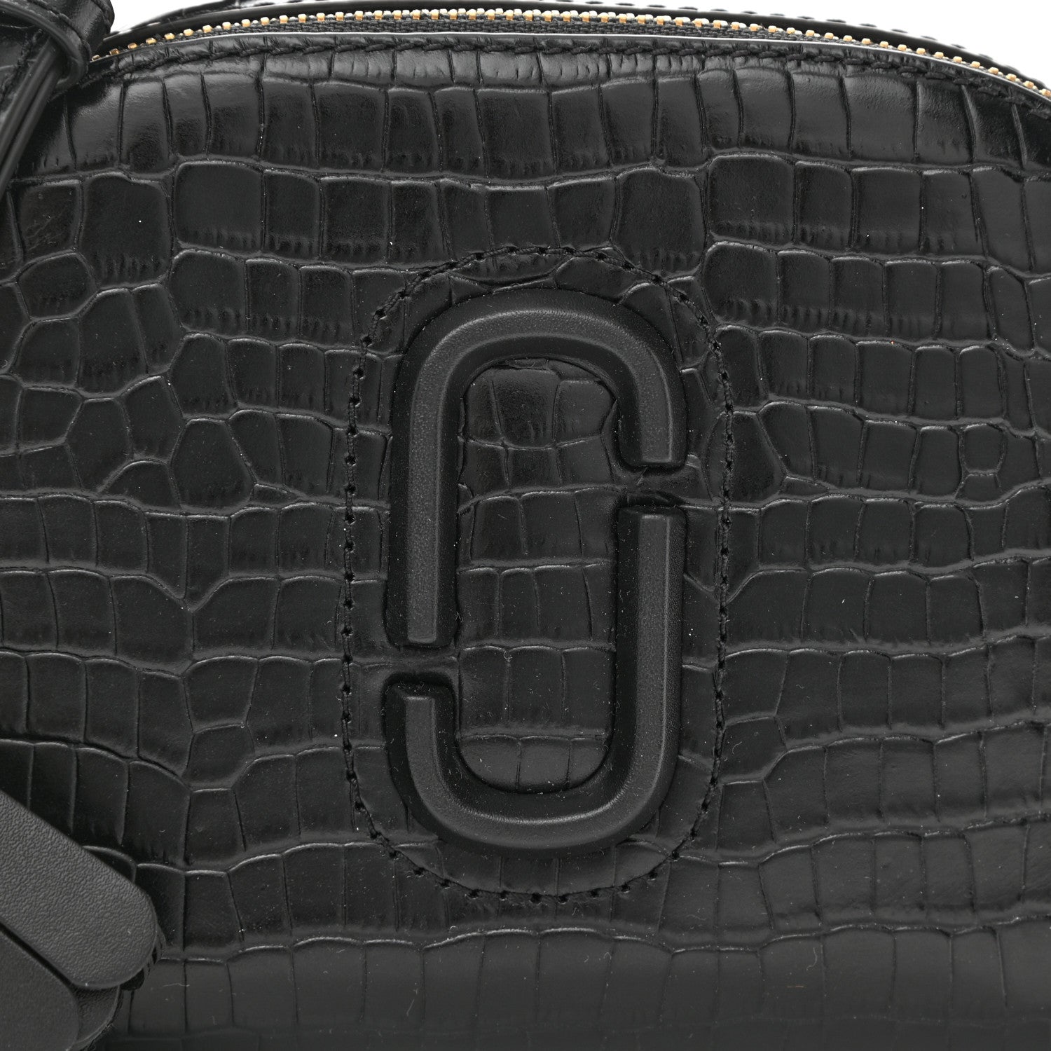 Marc Jacobs Calfskin Crocodile Embossed Shutter Camera Crossbody Bag Black 9 of 11