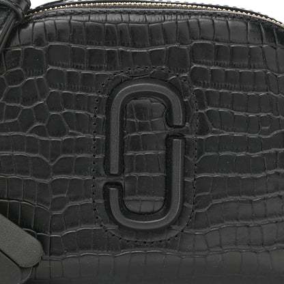 Marc Jacobs Calfskin Crocodile Embossed Shutter Camera Crossbody Bag Black 9 of 11