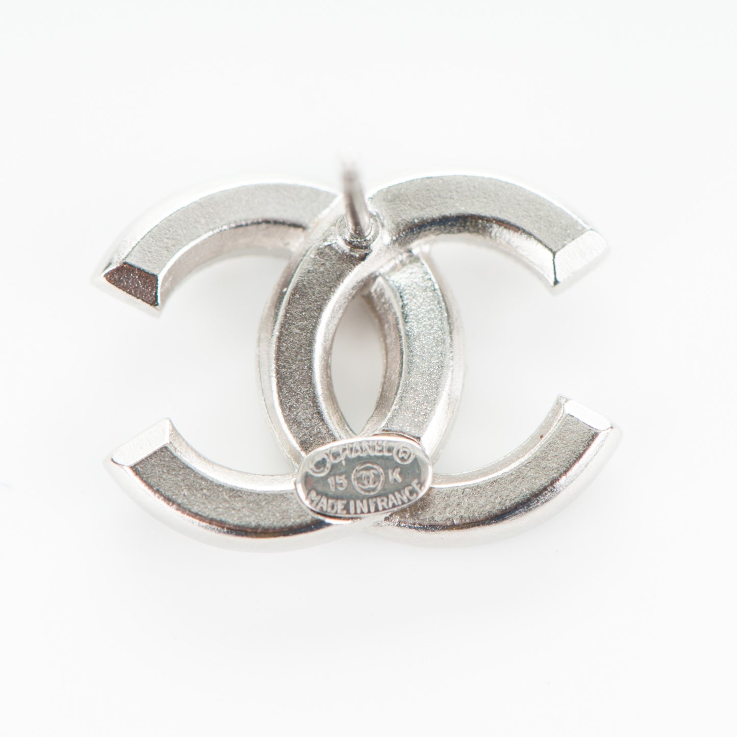 Baguette Crystal CC Earrings Silver Black