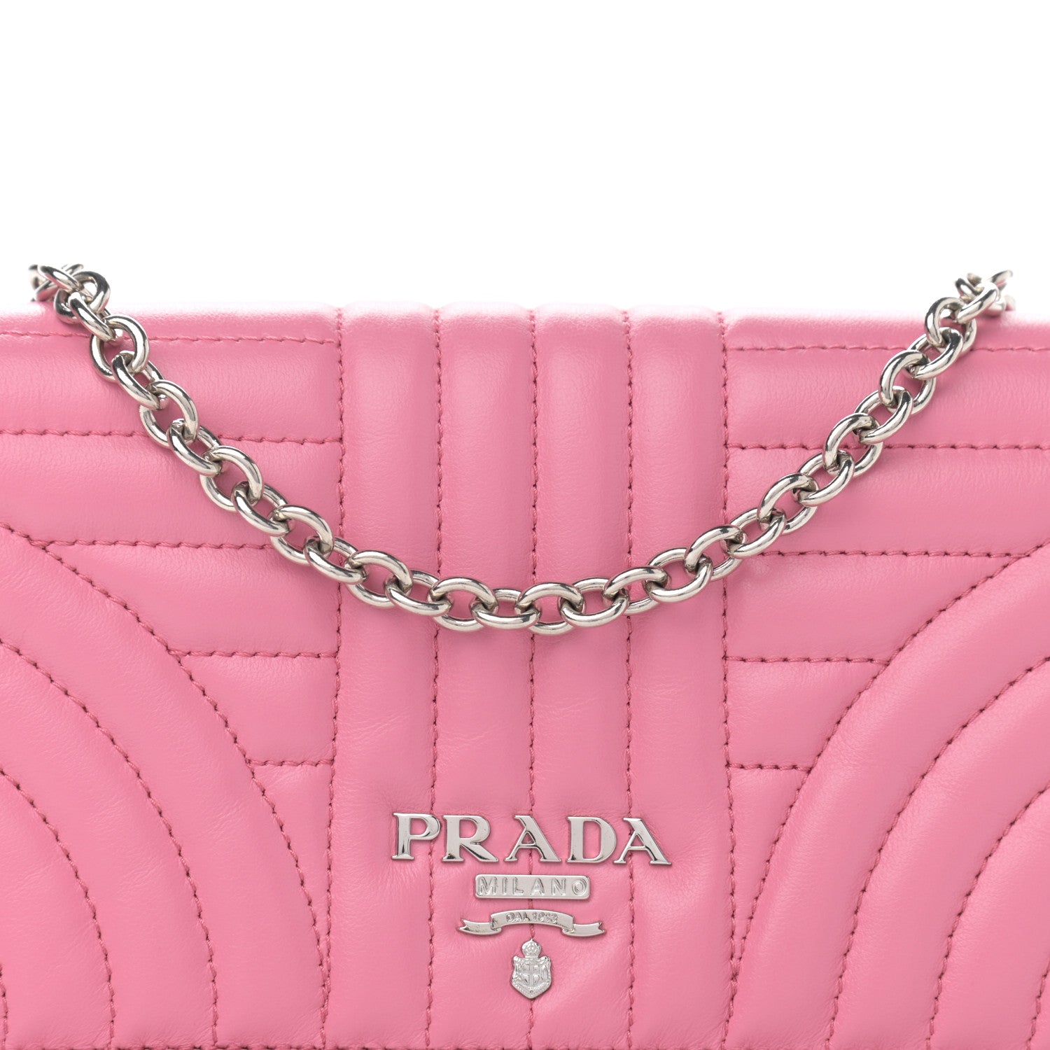 Prada Soft Calfskin Impunture Diagramme Chain Wallet Begonia 8 of 11