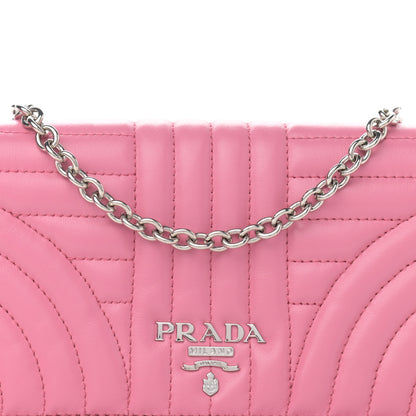 Prada Soft Calfskin Impunture Diagramme Chain Wallet Begonia 8 of 11