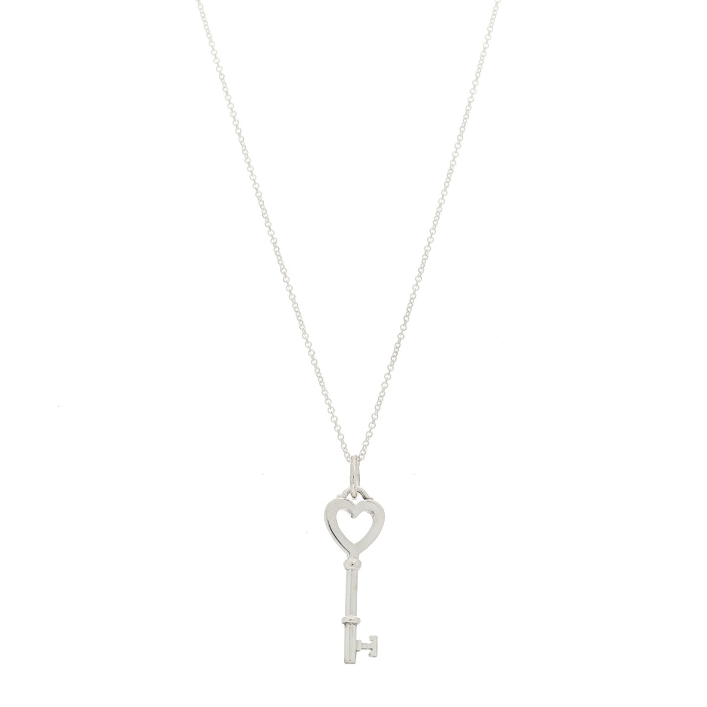 Sterling Silver Small Heart Key Pendant Necklace