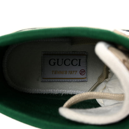 Gucci GG Monogram Web Womens 1977 Tennis High Top Sneakers 37 Beige Ebony Mystic White 8 of 9