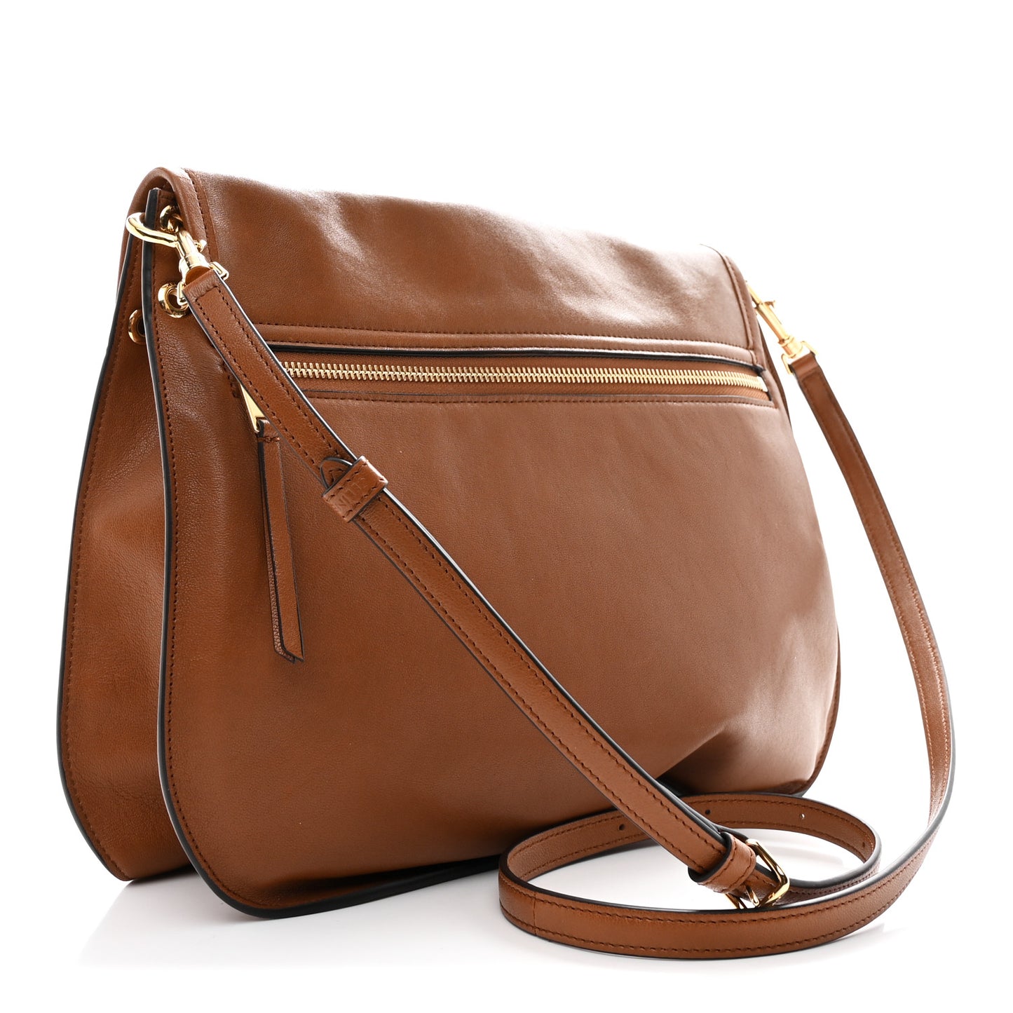 Shiny Lambskin Soft Triomphe Besace Bag Soft Tan
