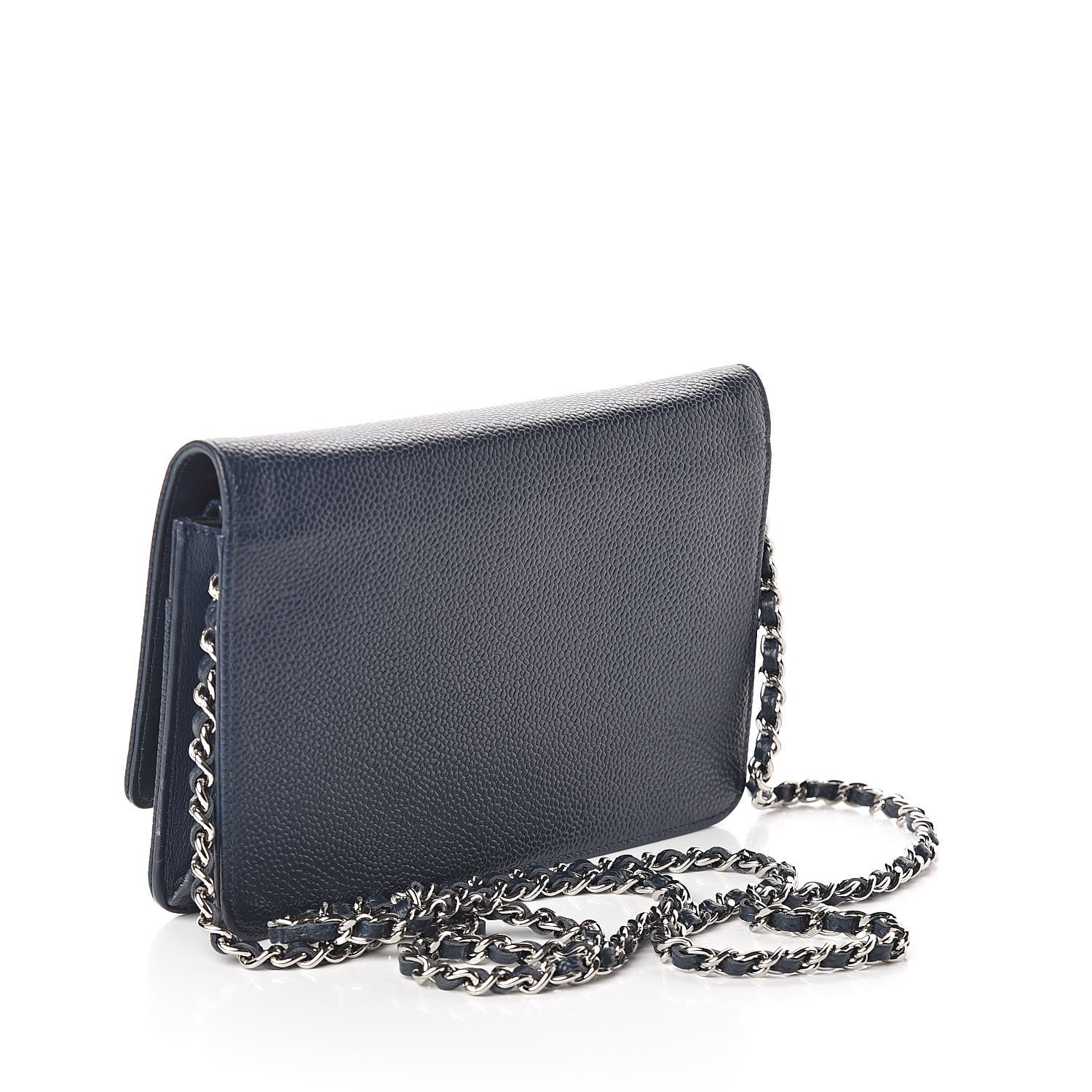 Chanel Caviar Timeless CC Wallet On Chain WOC Navy Blue 3 of 11