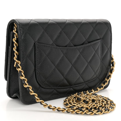 Chanel Caviar Quilted Textured CC Wallet On Chain WOC Black 3 of 11