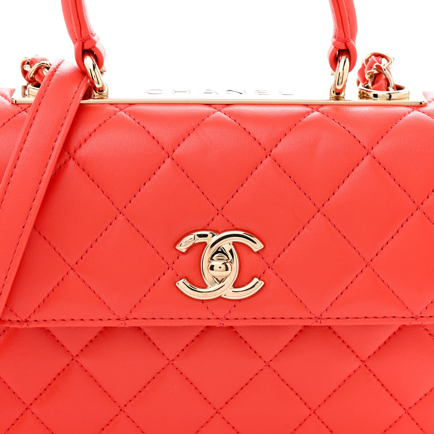 Chanel Lambskin Quilted Mini Trendy CC Dual Handle Flap Bag Dark Orange 8 of 11