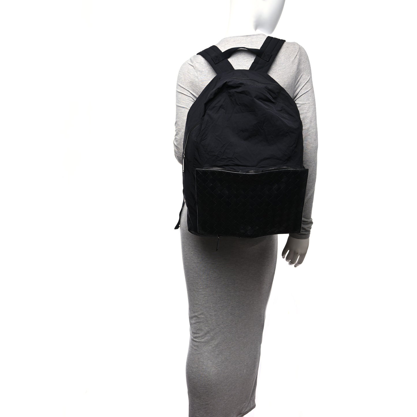 Nappa Nylon Intreccio Packable Backpack Black