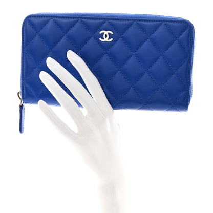Chanel Lambskin Quilted Large Gusset Zip Around Wallet Blue 2 of 10