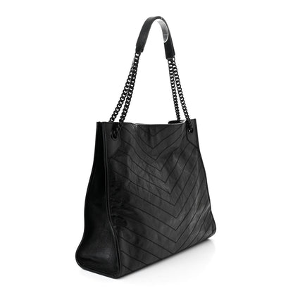 Saint Laurent Crinkled Calfskin Matelasse Monogram Large Niki Shopper Tote Black 3 of 10
