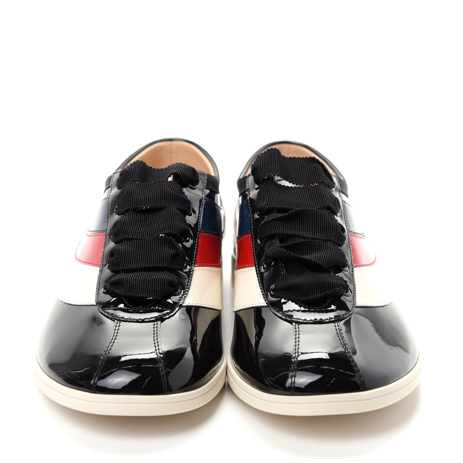 Gucci Patent Calfskin Mens Web Falacer Sneakers 9 Black 2 of 11